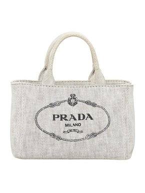 Prada Grey marl canvas Canapa Logo tote bag