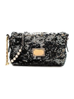 Dolce & Gabbana Black & Silver Sequin Miss Charles Shoulder Bag