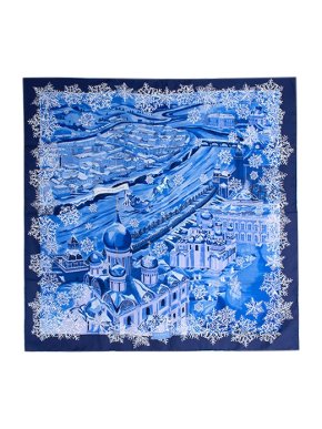 Hermes Blue Winter Scene Print Scarf