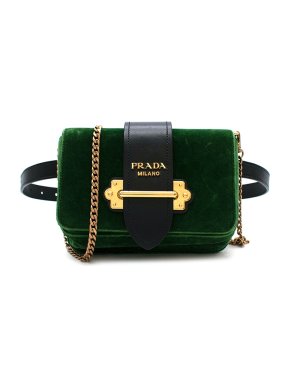 Prada Green velvet mini Cahier bag