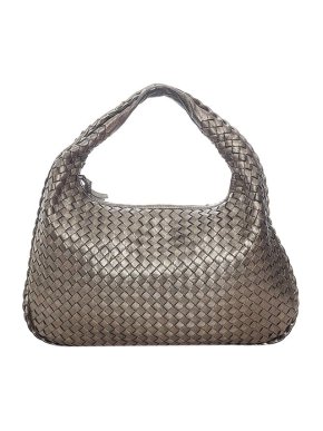 Bottega Veneta Gunmetal metallic Intrecciato leather hobo bag