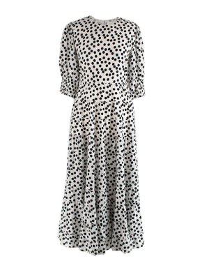 Rixo Black & white polka dot silk crepe dress