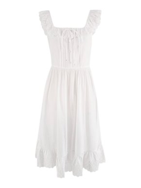 Celine White Cotton Lace Trimmed Sun Dress