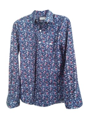 Etro Blue Floral Print Cotton Mens Shirt