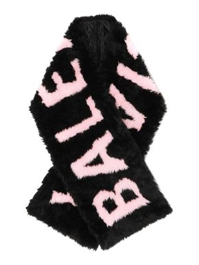 Balenciaga Faux Fur Pink Logo XL Scarf