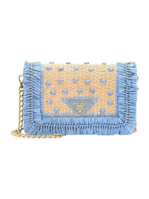 Prada Leather And Raffia Shoulder Bag