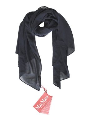 MaxMara Navy Silk Chiffon Shawl