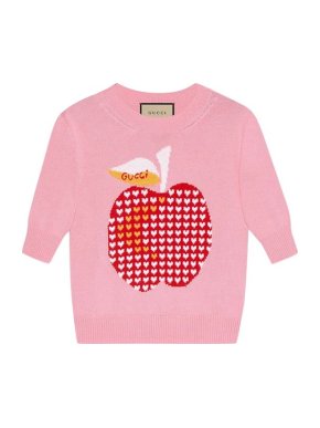 Gucci Pink Apple Intarsia Knit Jumper