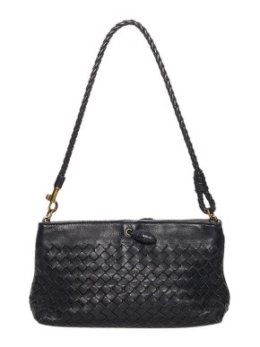 Bottega Veneta Black Intrecciato leather baguette