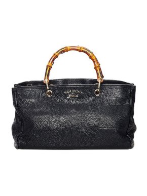 Gucci Black leather Bamboo Shopper tote bag