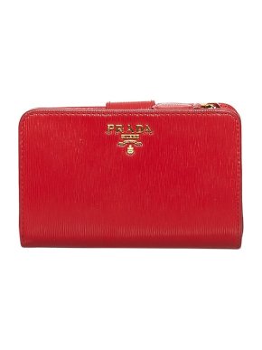 Prada Red Saffiano leather small wallet