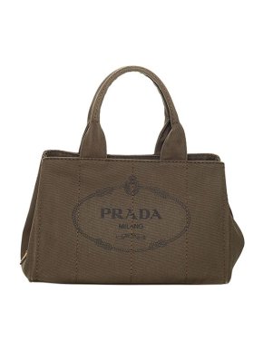 Prada Khaki canvas Canapa Logo tote bag