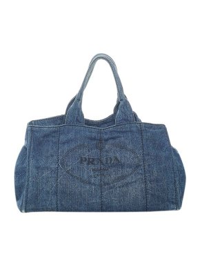 Prada Denim Canapa Logo tote bag