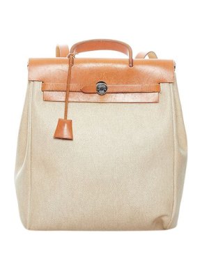 Hermes Natural canvas & tan leather Herbag backpack