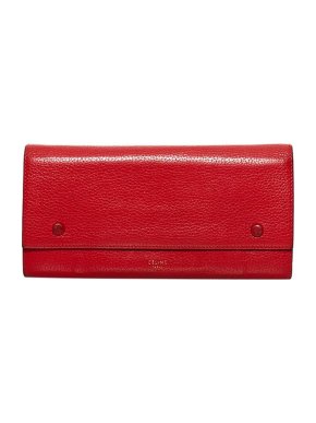 Celine Red leather long wallet