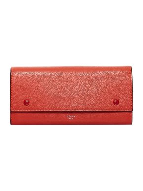 Celine Red leather long wallet