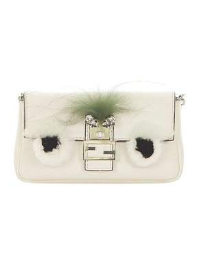 Fendi White leather micro Monster baguette
