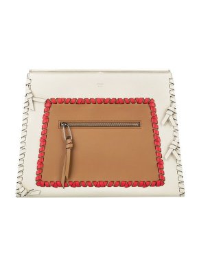 Fendi White & tan leather Whipstitch Runaway bag