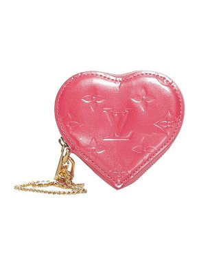 Louis Vuitton Pink Monogram Vernis heart coin purse