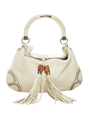 Gucci Vintage ivory leather Bamboo Indy bag