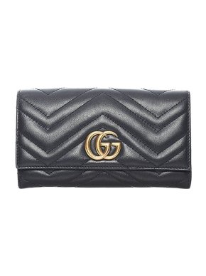 Gucci Black leather GG Marmont long wallet