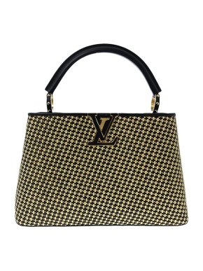 Louis Vuitton Natural & black raffia Caupucines MM bag