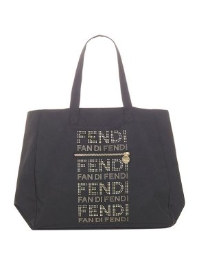 Fendi Black nylon logo tote bag
