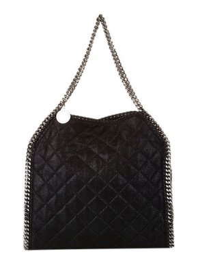 Stella McCartney Black quilted Shaggy Deer Falabella tote bag