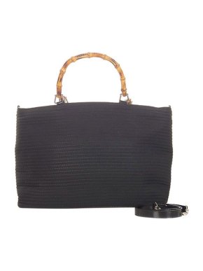 Gucci Black nylon Bamboo handle tote bag