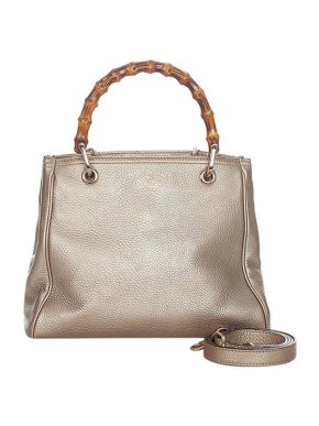 Gucci Gold leather Bamboo Shopper bag