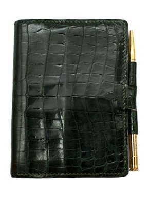 Hermes Vintage green crocodile skin small notebook agenda