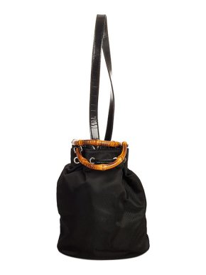 Gucci Vintage black nylon Bamboo bucket bag