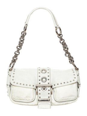 Prada White leather studded bag