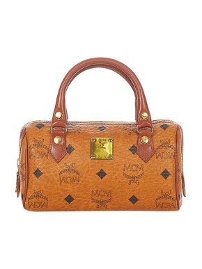 MCM Cognac Visetos leather Boston bag