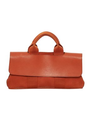 Hermes Orange leather & canvas Valparasio PM tote bag