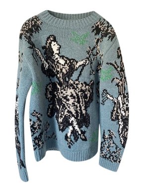 Dior Judy Blame blue Toile de Jouy intarsia jumper