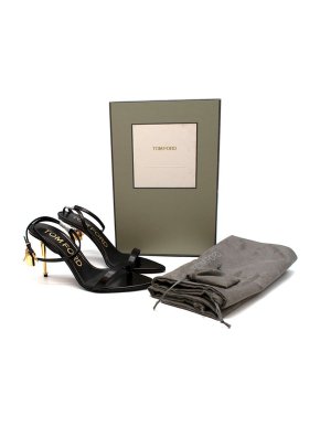 Tom Ford Black Leather Strappy Padlock Sandals