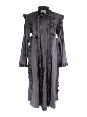 Chloe Purplish-grey silk ruffle-front dress