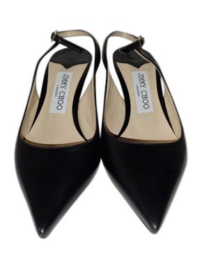 Jimmy Choo Black leather slingback heeled pumps