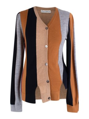 JW Anderson Black, grey & camel striped wool-blend cardigan