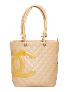 Chanel Vintage beige leather CC Cambon Ligne tote bag