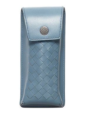 Bottega Veneta Blue Intrecciato leather glasses case