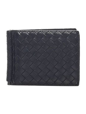 Bottega Veneta Black Intrecciato leather bifold wallet