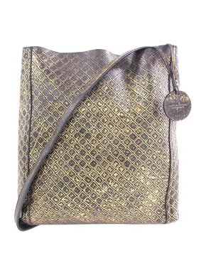 Bottega Veneta Black & gold Intrecciomirage printed leather crossbody bag