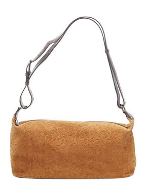 Celine Vintage tan suede C embossed baguette