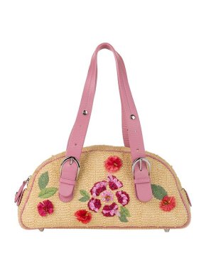Dior Vintage floral straw Boston bag