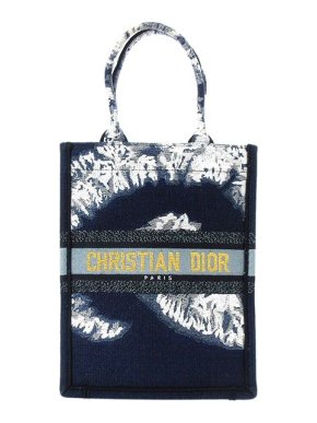 Dior Blue & white tie dye canvas vertical Book tote bag