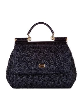 Dolce & Gabbana Black raffia Miss Sicily bag
