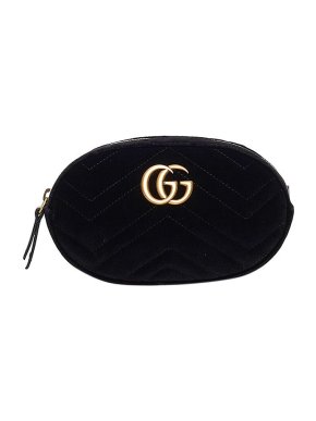 Gucci Black velvet GG Marmont belt bag