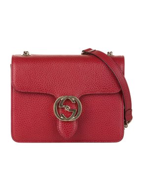 Gucci Red leather small Interlocking GG flap bag